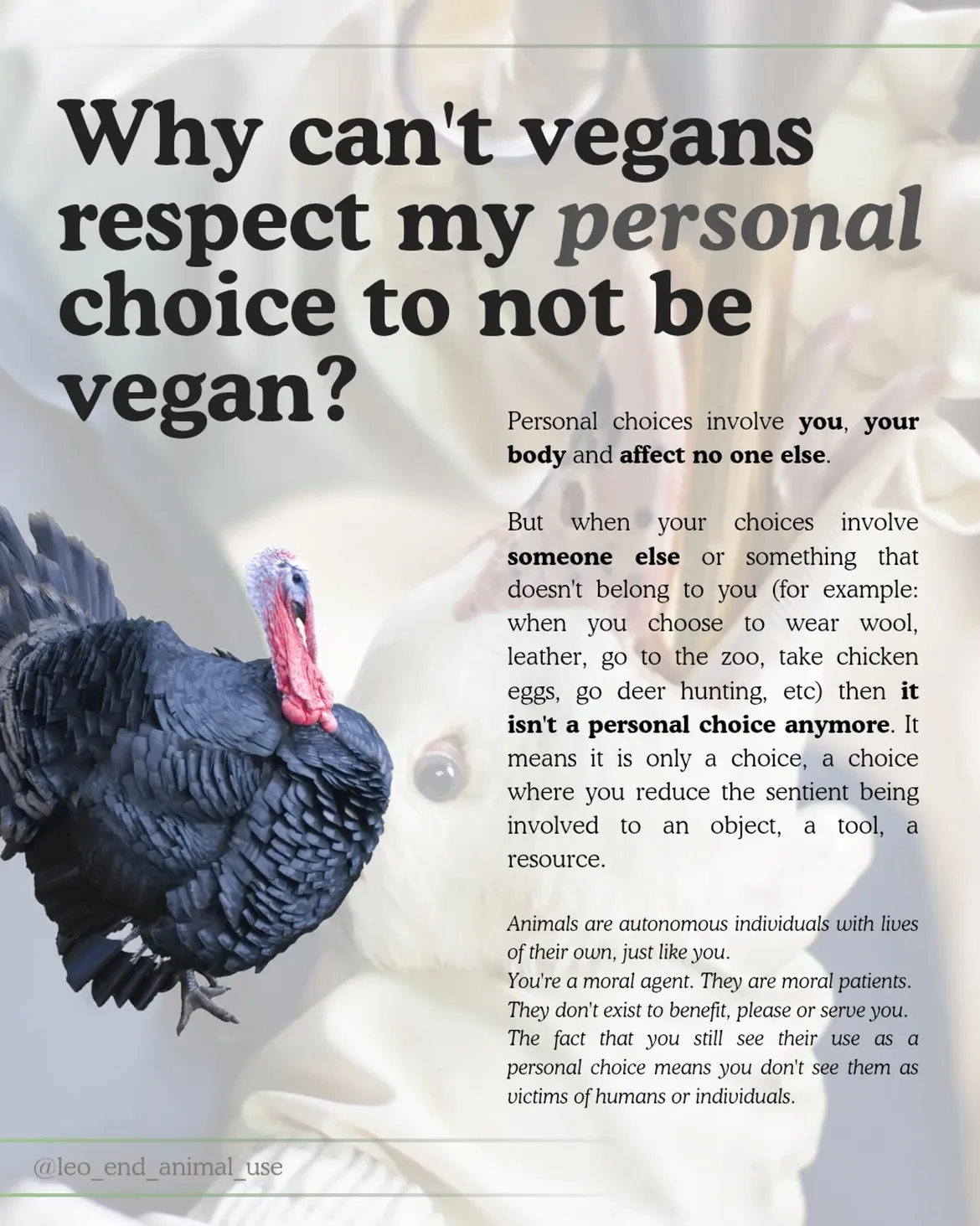 Why can't vegans respect my personal choice to not be vegan?