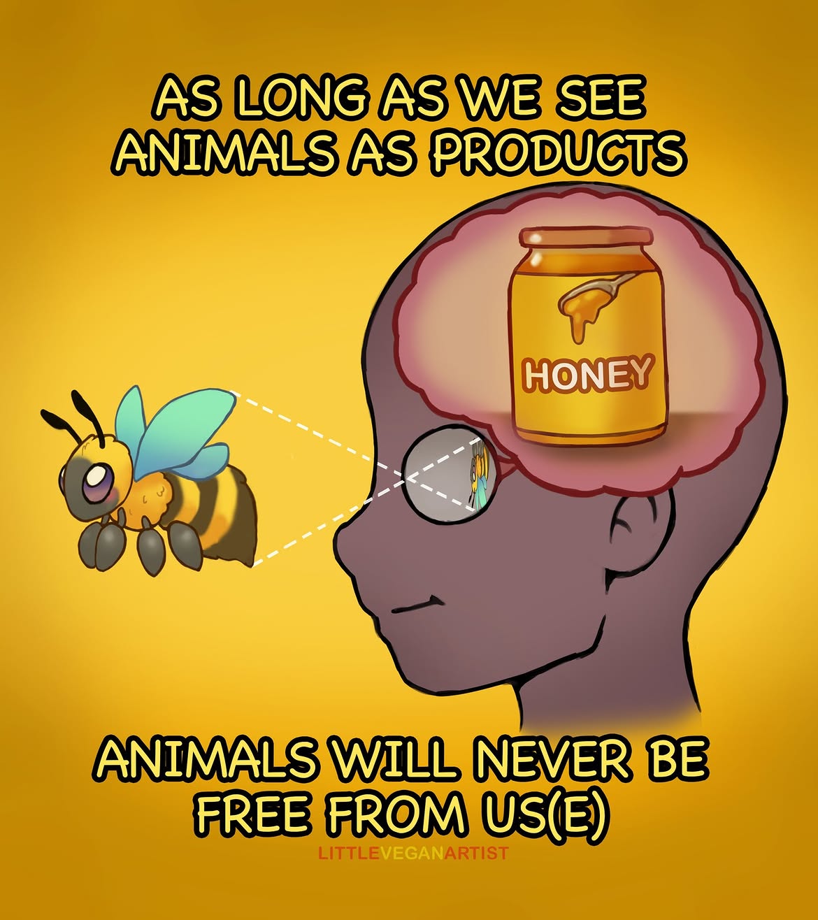 As long as we see animals as products, animals will never be free from us(e)