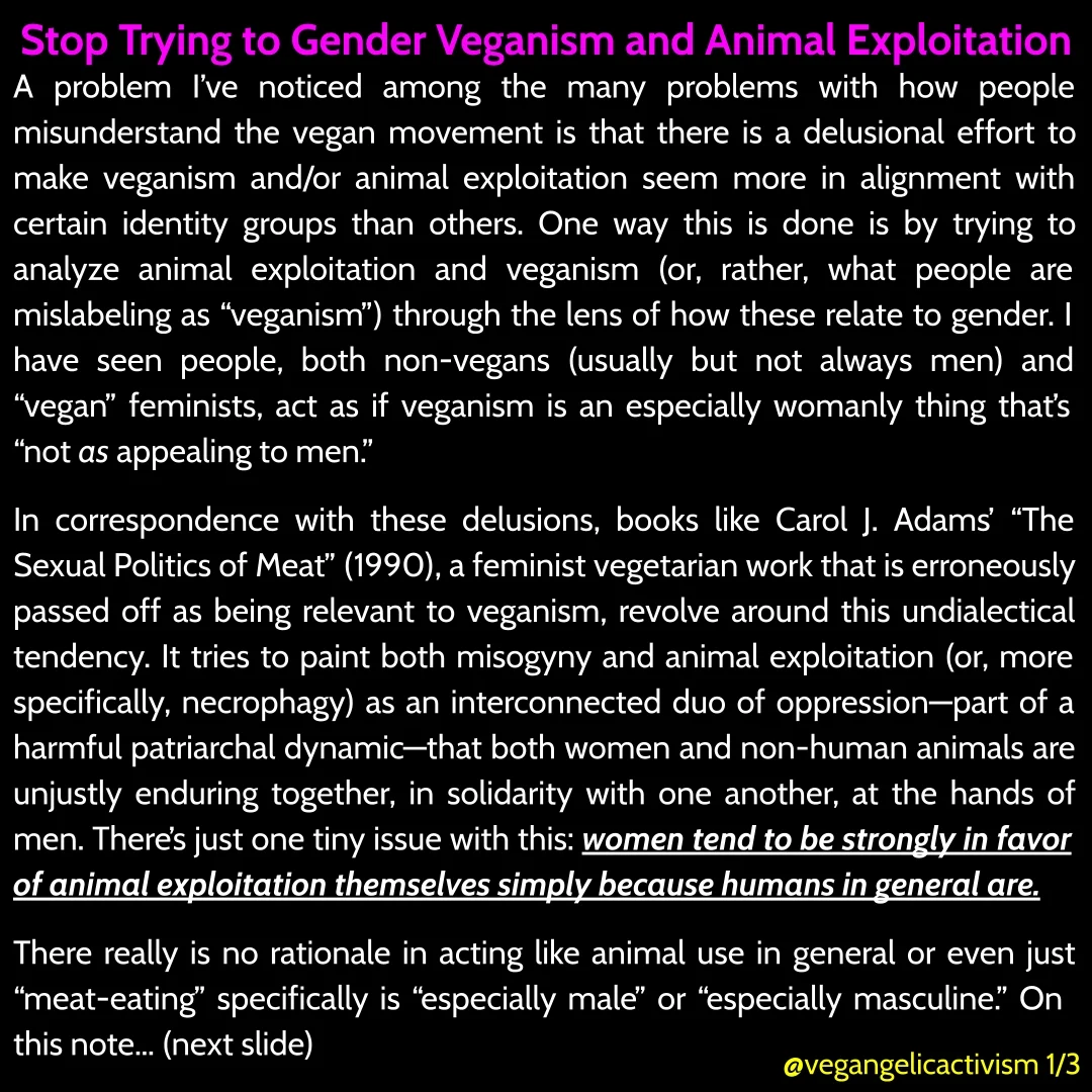 Stop trying to gender veganism and animal exploitation