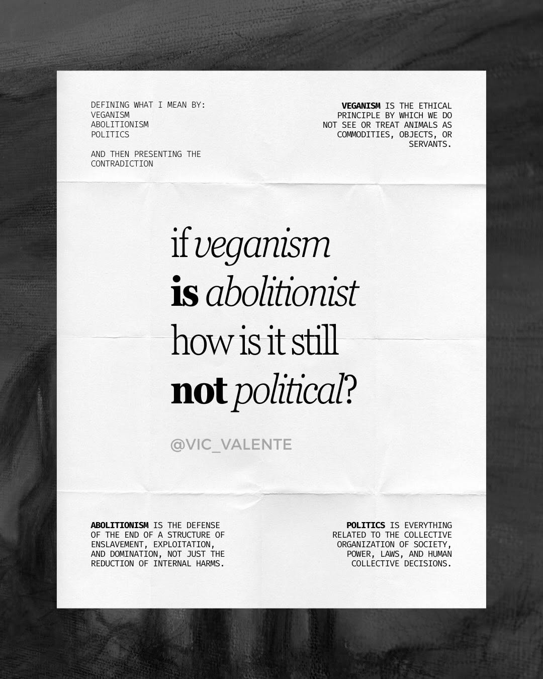 If veganism is abolitionist, how is it still not political?